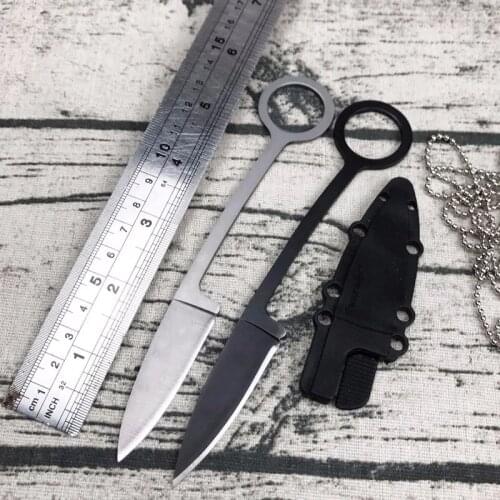 Dropship 5cr13mov Steel Fixed Blade Knife Outdoor Camping Survival Knife EDC Necklace Knife With kydex Scabbard