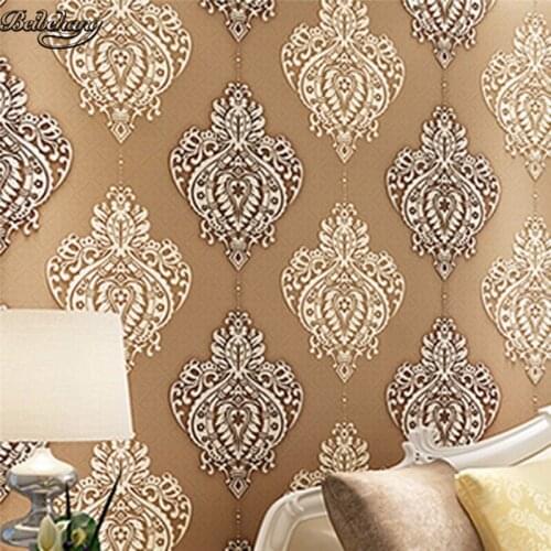 Beibehang High - grade European - style thicker deerskin wallpaper 3D stereo Damascus non - woven television background wall