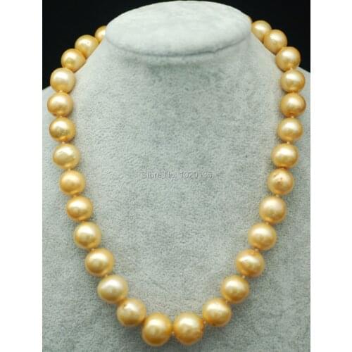 Freshwater pearl near round yellow 12-15mm reborn keshi necklace 17inch wholesale beads nature FPPJ