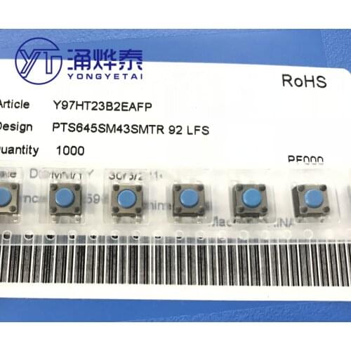 PTS645SM43SMTR SMD Tact Switch 6*6*4.3 Key Switch 4 Pin Import