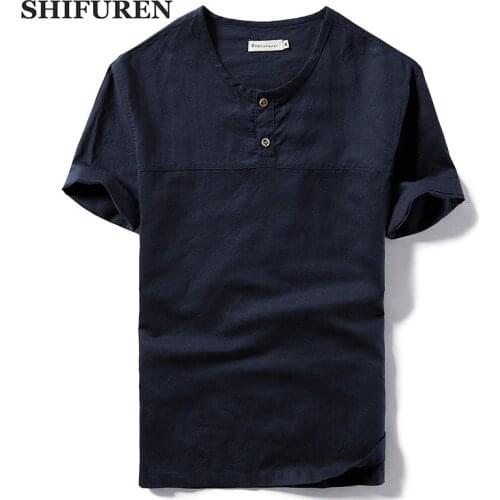 SHIFUREN 2018 Summer Men Linen Cotton Shirts Short Sleeve Breathable Causal Male Shirts Tops Brand Clothes Retro Chinese Style