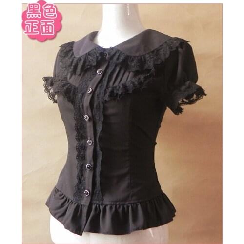 Palace sweet lolita shirt peter pan collar vintage lace victorian dress puff sleeve slim gothic lolita top princess loli cosplay
