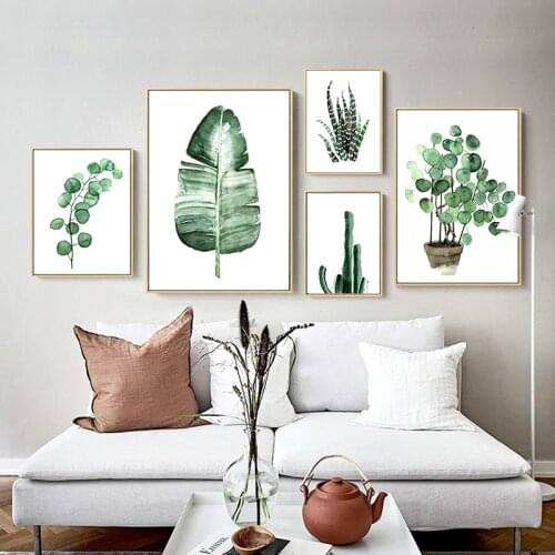 Nordic Tropical Plants Poster Green Leaves Decorative Picture Modern Wall Art Paintings for Living Room Minimalist Home Decor