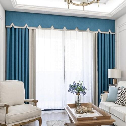 Nordic Modern Curtains for Living Dining Room Bedroom Thick Linen Stitching Tulle Minimalist Curtain Product Customization