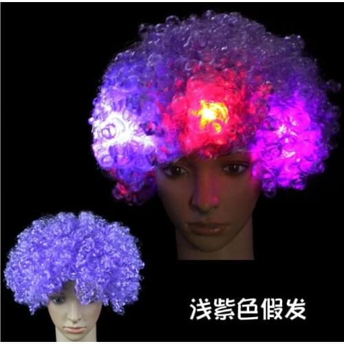 Luminous Headgear Hat Explosive Head Wig LED Flash Headdress Clown Wig Fans Supplies Adult Party performance Purple