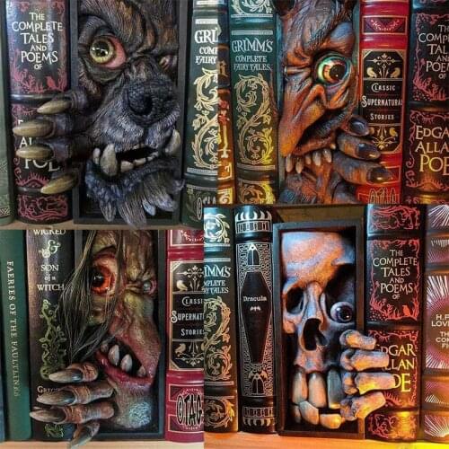 Frankensteins Monster Booknook Monster Halloween Decoration On The Bookshelf Resin Ornaments Tricky Tools Home Decoration