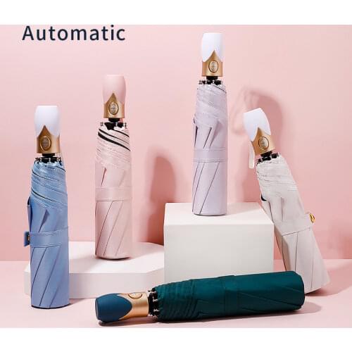 Xiaomi High Quality Automatic Umbrella Rain Women Three-folding Umbrella Windproof Pure Color Umbrella Female Waterproof parasol