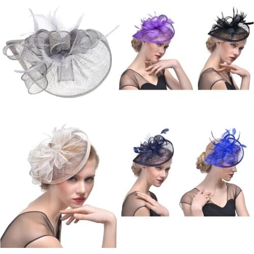 Women Wedding Hat Fascinator Feather Mesh Party Cocktail Headdress Hair Clip New