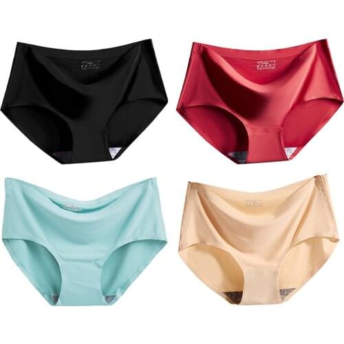 Womens Soft Ice Silk Seamless Mid Rise Panty Hipster Underwear Lingerie