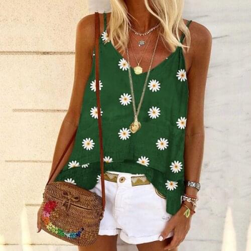 Summer Ladies Casual Tops Comfortable Print Floral Tops Womens Clothing T-Shirt Soft Loose Sleeveless Beach Female Tops