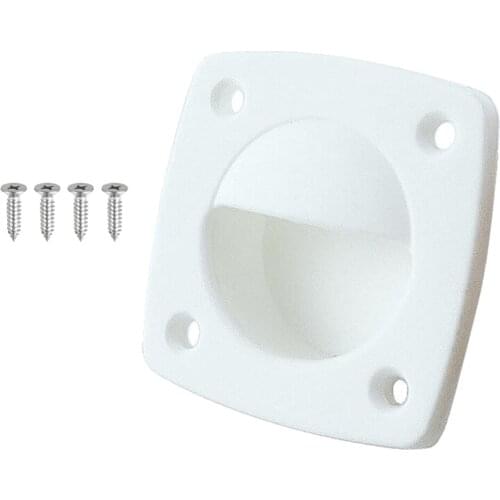 1PC White Recessed Sliding Door Handle Square Hatch Marine Cabin Accessory