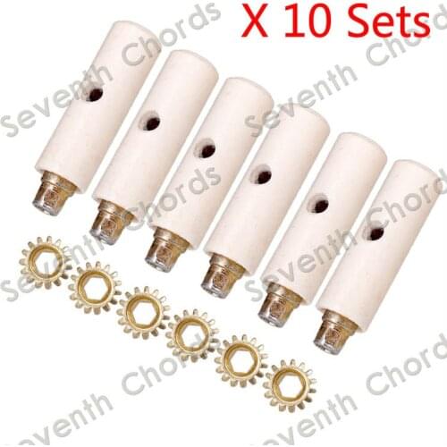10 Set Gear Ratio 1:15 Tuning Pegs Tuners Machine Heads Gear and Diameter 9.2mm White Pins for Classical Guitar