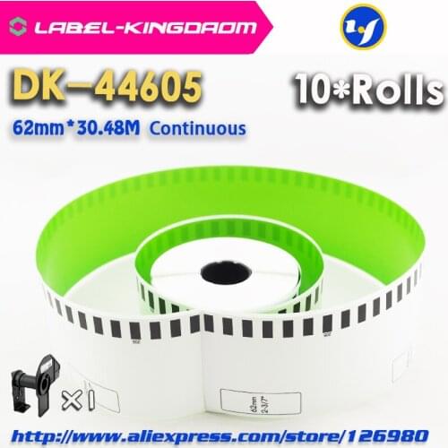 10 Refill Rolls Compatible DK-44605 Label 62mm*30.48M Continuous Compatible for Brother Label Printer Green Paper DK-4605