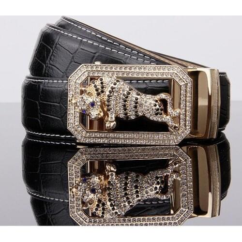 Diamond archaize BELT Mens Casual business mans cowhide Chinese zodiac wide 3.6CM alloy Automatic buckle Second layer, leather