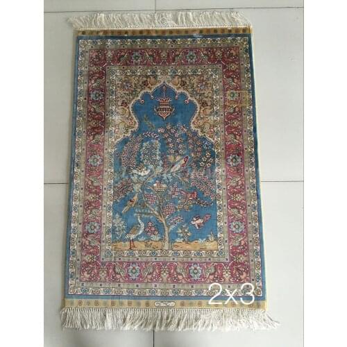 Free shipping 2'X3' 230 Line Handmade Silk Oriental Persian Rug hand Knotted silk carpet for home decoration