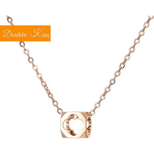 Hollow Four-leaf Clover Pendant Necklace Titanium Steel Stainless Rose Gold Chain Necklace Fashion Trendy Women Jewelry Gift