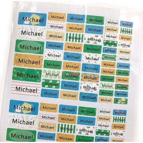 114Pcs Boy Color Name Stickers Custom Personal Tags Colorful Kids Waterproof Label For School Stationery Scrapbooking Decor