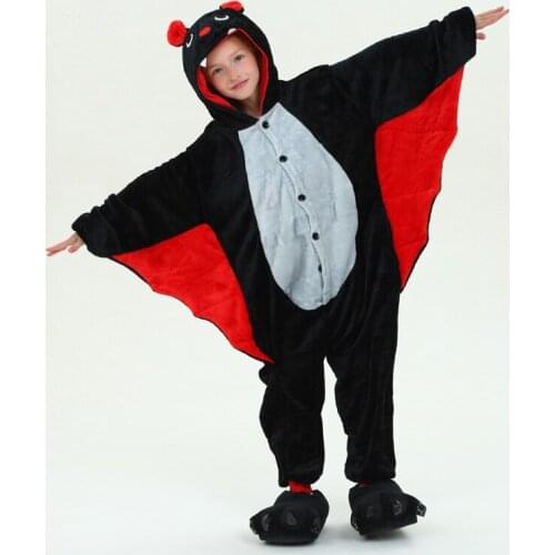 Children one piece pajamas animal bat cosplay onesie pajamas for 3-10years kids boys girls soft flannel sleepwear nightwear