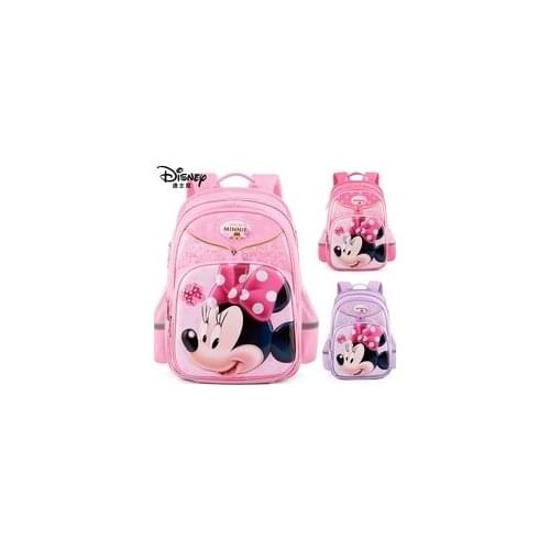 Disney Minnie Mouse Cartoon Childrens Schoolbag Elementary School Fashion Waterproof Lightening Schoolbag Outdoor Travel Bag