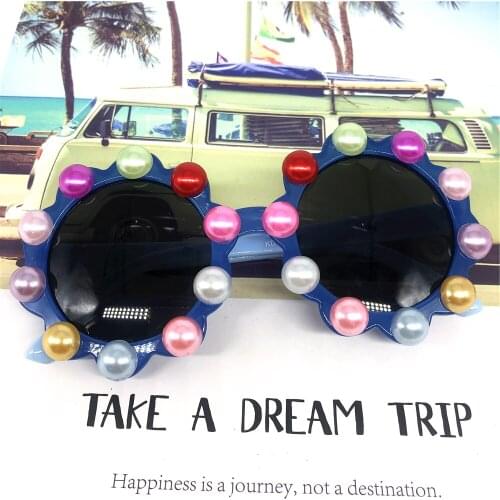 ZAOLIHU Rainbow Pearl Handmade Pink Girls Sunglasses Cute Baby Eyewear UV400 Shades Luxury Children Gafas Sun Glasses Kid Glass