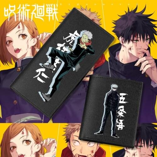 Anime Jujutsu Kaisen Gojou Satoru Yuji Itadori Cosplay Long Short Purse PU Folding Wallet Cartoon Card Holder Billfold Gifts