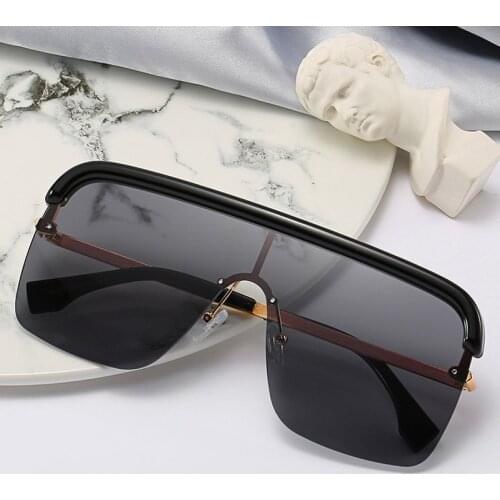 Classic Black Shield Oversized Sunglasses Women Men Fashion Luxury Designer Square Sun Glasses For Female Rectangle Shades UV400