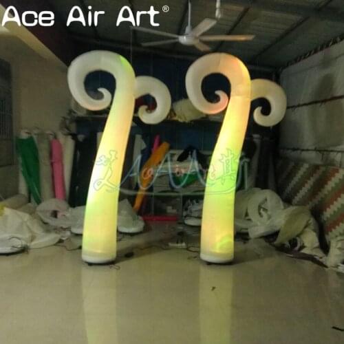 Wholesale club/bar decor inflatable sheep horn,glowing horn,special shape pillar cones with free blower base wheels easy move