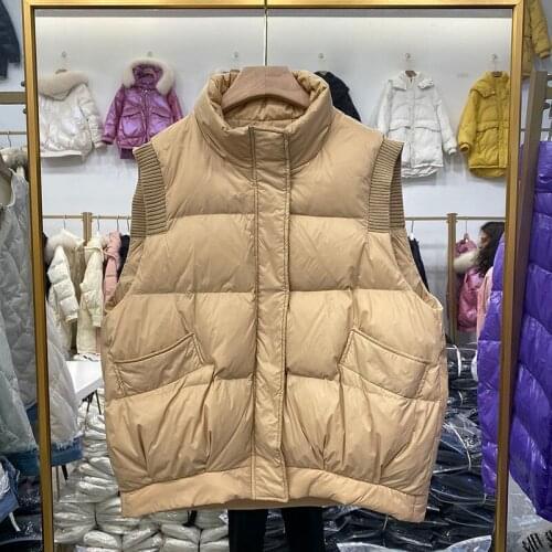 Korean Women Stand Collar Pink Sleeveless Puffer Jacket Casual Casaco Feminino Winter Female Down Waistcoat Chaquetas Para Mujer