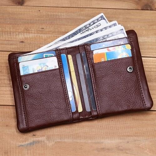 Genuine Cow Leather Wallet For Women 2021 Vintage Short Bifold Female Purse Card Holder With Zipper Coin Pocket Money Bag Ladies
