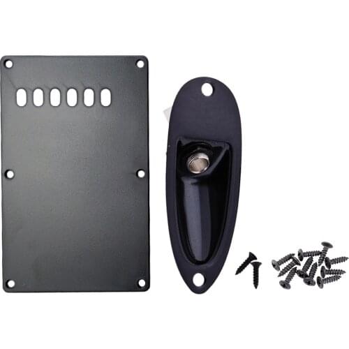 Tremolo Cavity Cover Backplate with 1/4'' Loaded Jack Socket Plate Screws For Fender Stratocaster,SQ Guitar Replacement Parts