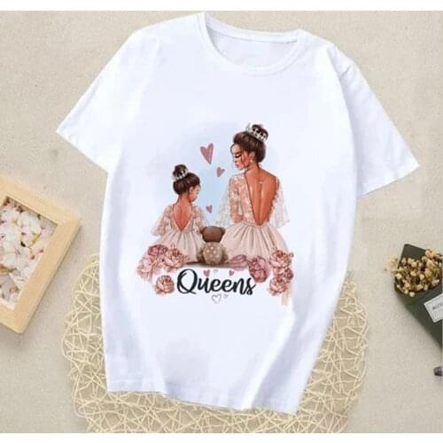 Summer Cute Printed Family Tshirts Mommy and Me Clothes Short Sleeved Tops Unisex Childrens Tee Mother Kids Matching T-shirt
