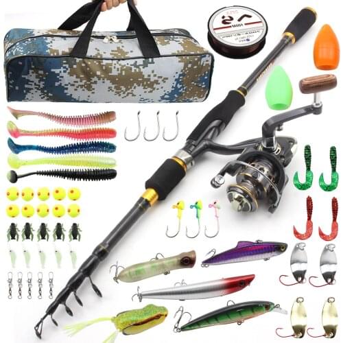 AOYA Fishing Rod and Reel Combo 1.8-2.7m Telescopic Carbon Fiber Ultralight Spinning Pole Lure Hooks Line Accessories Tackle Set