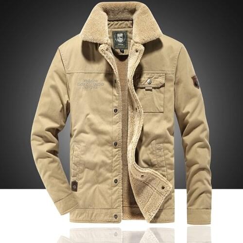 Foreign trade mens winter new style washed cotton plus velvet European and American fashion lapel solid color mens jacket