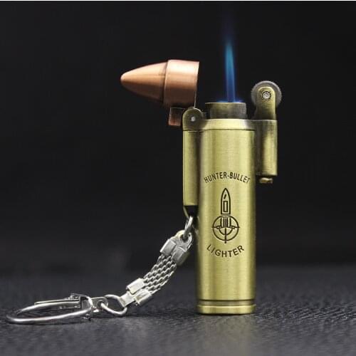 Mini Bullet Model Creative Metal Grinding Wheel Windproof High Pressure Direct Injection Flame Portable Keychain Gas Lighter