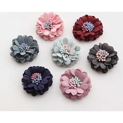 3mm Mini Fabric stamen Flowers For Girls Kids' Hair Accessories corsage and hairband diy material