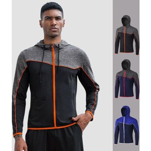 Men Running Sport Men Zipper Hooded Running Jacket Sweatshirt Outdoor Sportswear Male Hooded Jacket Hoodies Running Sports Coats