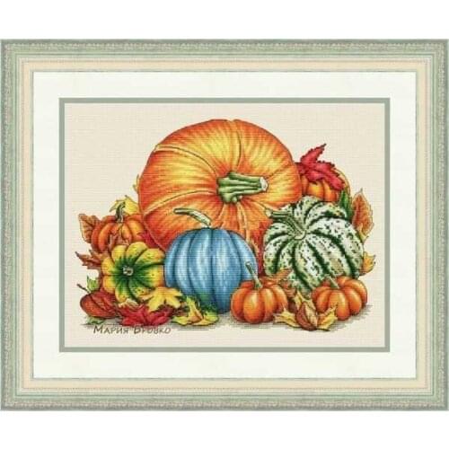 Autumn pumpkins 41-33 Cross Stitch Set DIY Kit Embroidery Needlework Craft Packages Cotton Fabric Floss