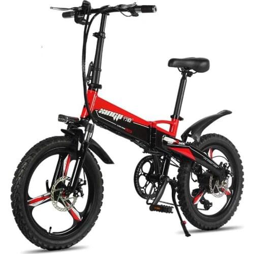 New Electric City Bike Two Wheels Electric Bicycles 20 Inch 250W 48V 30KM/H Red/Gray Folding Portable Electric Bike Scooter