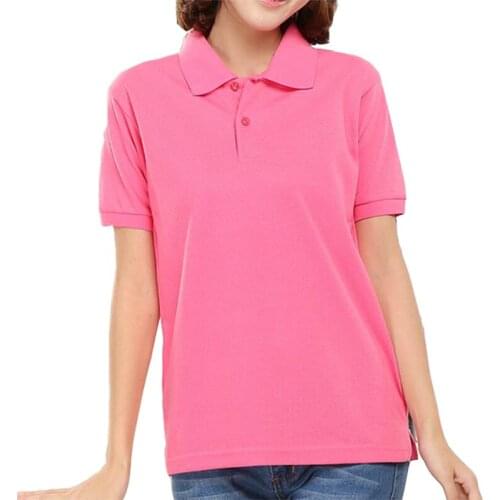 Richkeda Store New 2021 Solid Women Polos Short-sleeved Summer Cotton Polyester Leisure Female Casual Plus Size Lady Quick Dry