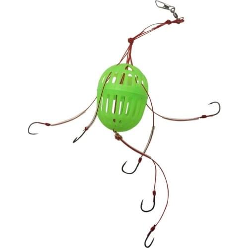 Sturdy Explosion Fishing Hooks Feeders Bait Trap Hook Plastic Fishing Bait Cage with 6 Hooks