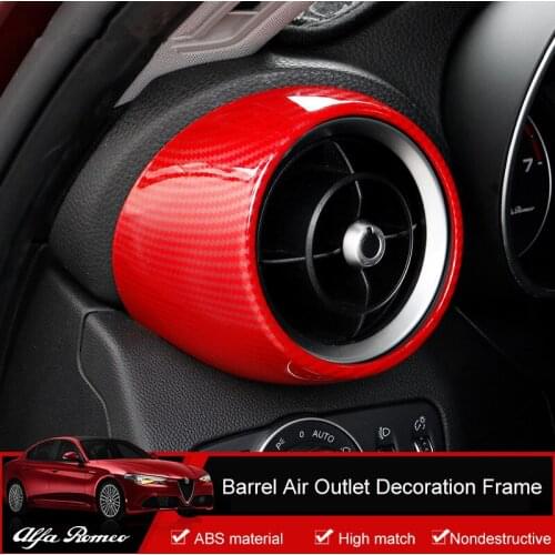 QHCP Car Air Vent Outlet Covers Front Rear Air Conditioning Vent Stickers ABS Carbon Fiber Red For Alfa Romeo Giulia Car Styling