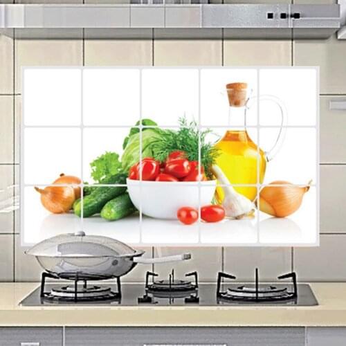 Vegetable Pattern Waterproof Kitchen Anti oil Wallpaper Sticker High Temperature Wall Stickers Foil Heat Resistance Wall Sticker