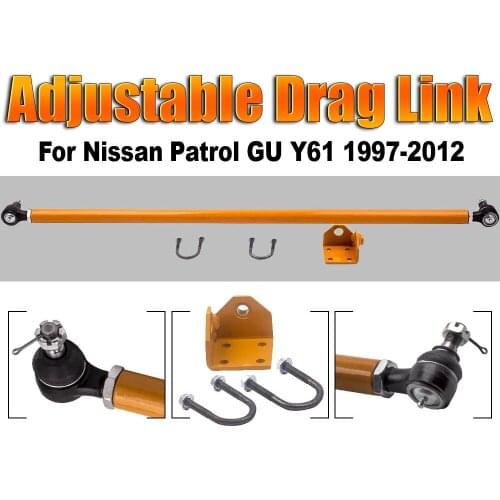 Adjustable Steering Arm Rod Heavy Duty Drag Link For Nissan GU Y61 Patrol 97-12 Track Rods