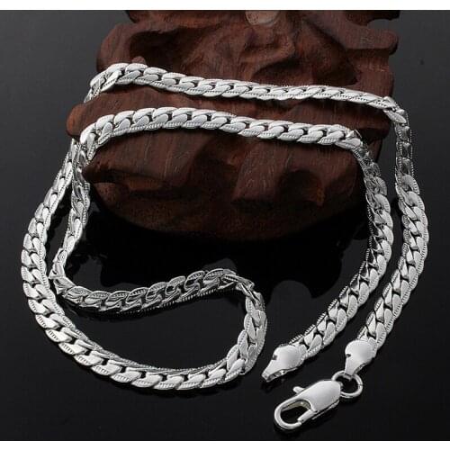 Hiphop Silver Chain For Men Hip Hop Chain Necklace Silver Color Curb Long Chain Necklaces Mens Jewelry Colar Collier
