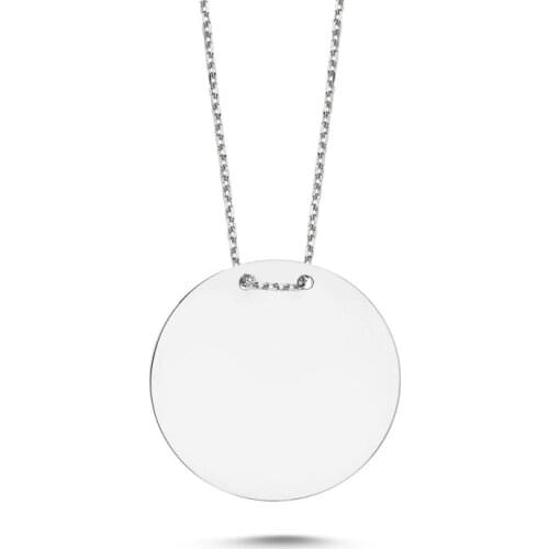 Silverlina Silver Round Plate Necklace