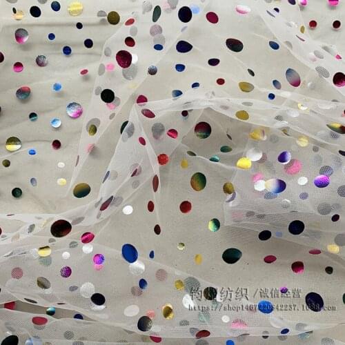 1Meter Colorful Polka Dot Printed Mesh Gauze Fabric DIY Sewing Princess Dress Clothing Wedding Dress Background Deco Net Fabric