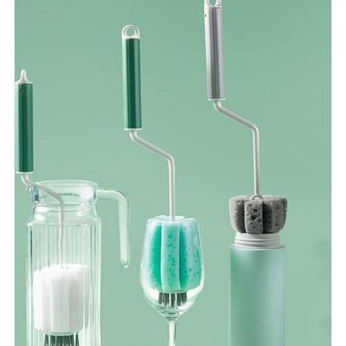 35CM Long Handle Sponge Cup Brush Rotating Brush Cleaning Glass Bottle Cleaner Kitchen Tools Bottle Cleaner Neck Beer Bottles