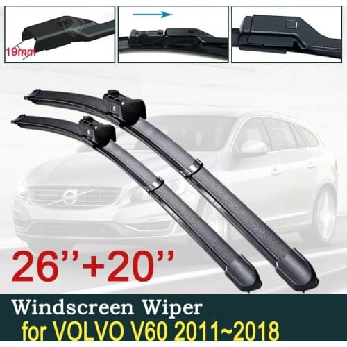 For VOLVO V60 Rdesign 2011~2018 Car Wiper Blades Front Windshield Wipers Car Accessories Stickers 2012 2013 2014 2015 2016 2017