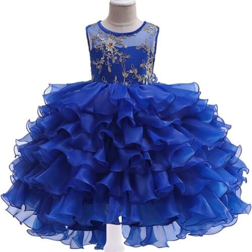 High Quality Sequins embroidery Girls Princess Children Christmas girl dress For Wedding 2-14 Years teenager Party Prom Dresses