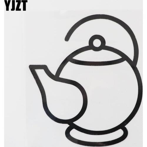 YJZT 12CM×13.8CM Teapot Icon Car Sticker Cartoon Pattern Vinyl Decal Black/Silver 13E-0094